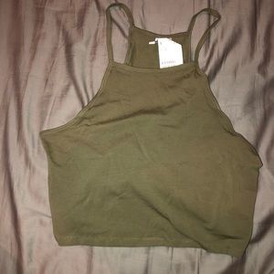 dark green cropped shirt